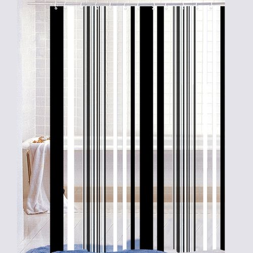 Cortina de Baño PVC Olas Transparente negro - decorinter