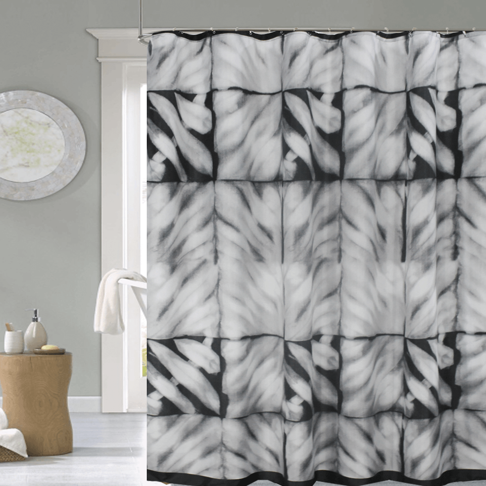 Cortina de Baño Teflón Estampada Batik Blanco Negro decorinter