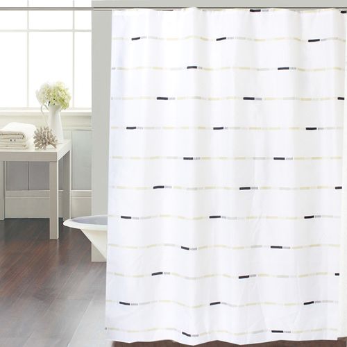 Cortina de Baño Teflón Estampada Dan Gris Negro - decorinter